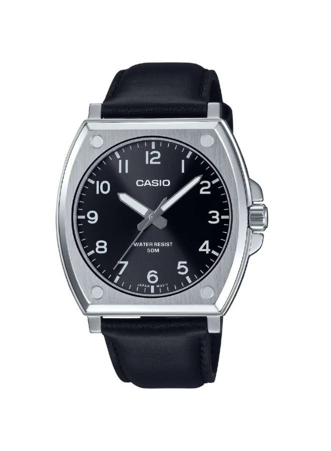 كاسيو Analog Men’s Watch MTP‑E730L‑1AVDF, 48 mm Black Dial, Black Leather Strap, 50 m WR - Image 3